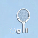 Electric Mosquito Swatter Adjustable Head LED Light USB Rechargeable