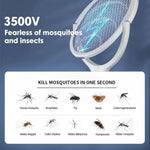 Electric Mosquito Swatter Adjustable Head LED Light USB Rechargeable