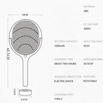 Electric Mosquito Swatter Adjustable Head LED Light USB Rechargeable