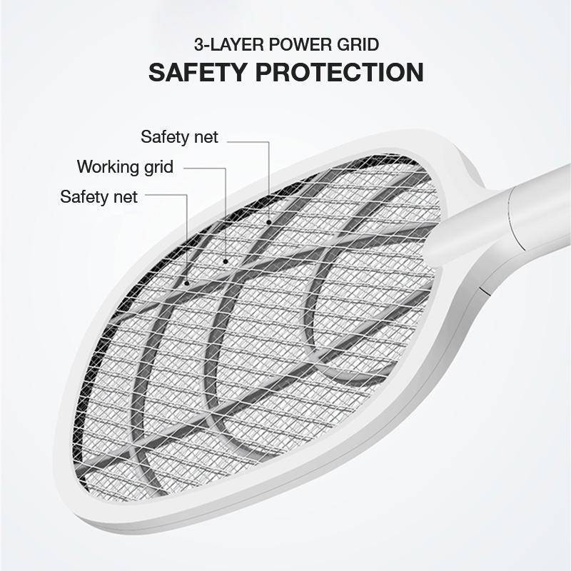 Electric Mosquito Swatter USB Rechargeable Triple Safety Mesh