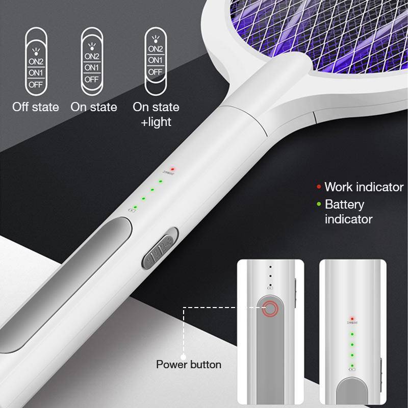 Electric Mosquito Swatter USB Rechargeable Triple Safety Mesh