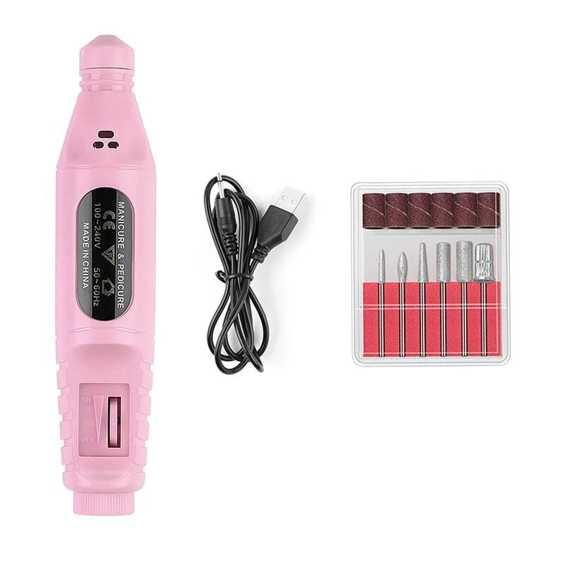 Electric Nail Care Set Adjustable Speed 6 Attachments Manicure & Pedicure