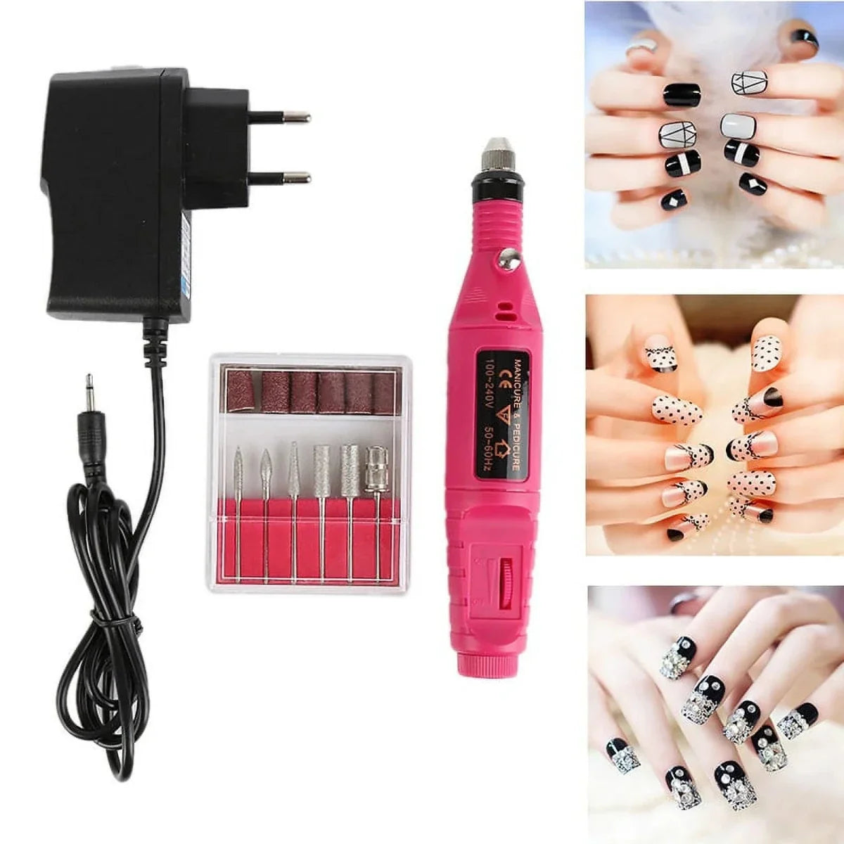 Electric Nail Care Set Adjustable Speed 6 Attachments Manicure & Pedicure