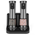 Electric Salt And Pepper Mill Set Rechargeable Adjustable Grind LED Display