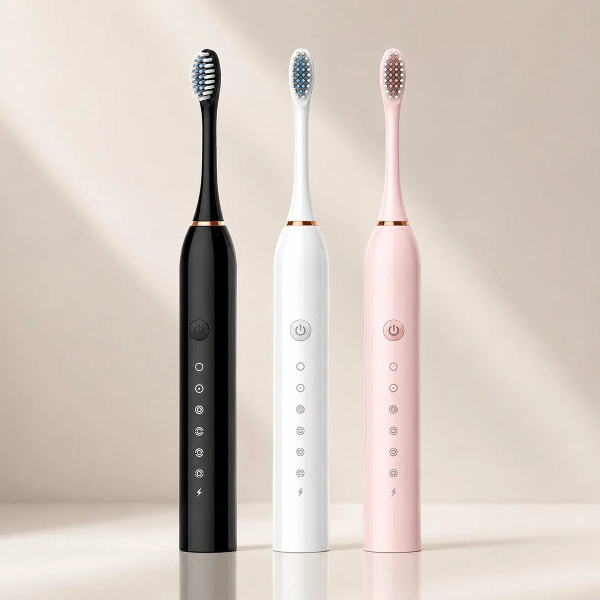 Electric Sonic Toothbrush Quiet USB Rechargeable 8 Replacement Heads