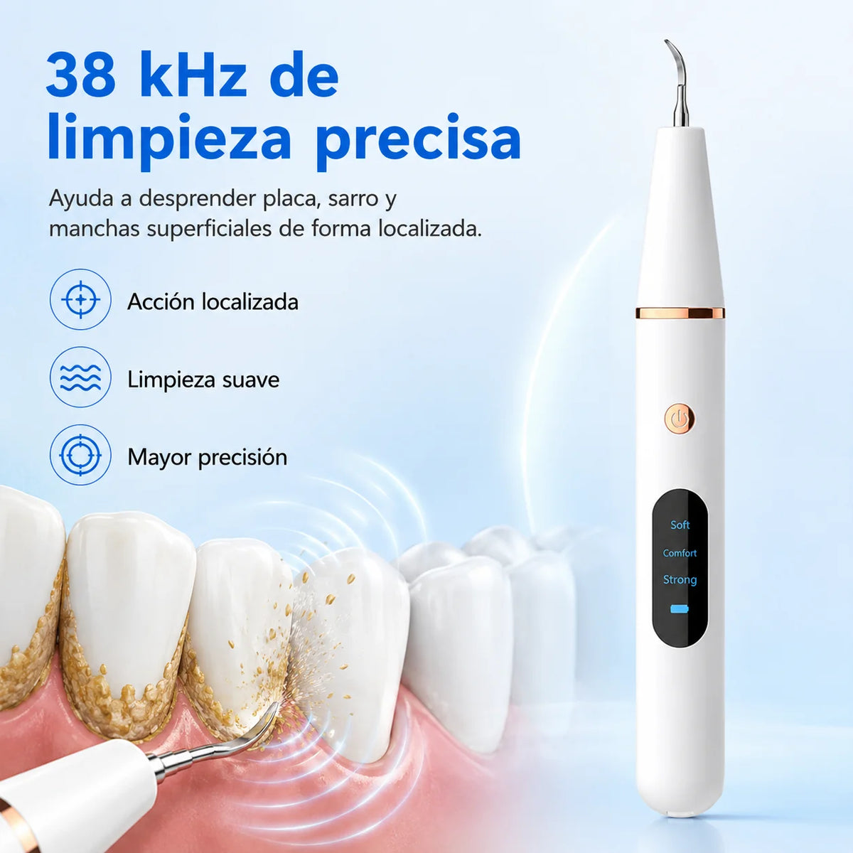 Electric Tartar Remover Ultrasonic Built-In LED 3 Modes