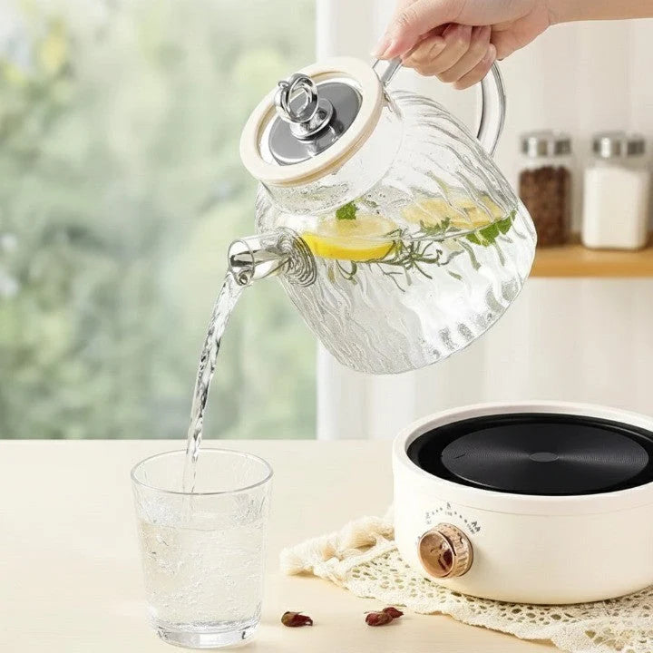 Electric Tea Maker Heat-Adjustable 1L Glass Quiet Operation