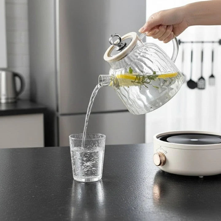 Electric Tea Maker Heat-Adjustable 1L Glass Quiet Operation