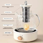 Electric Tea Maker Heat-Adjustable 1L Glass Quiet Operation