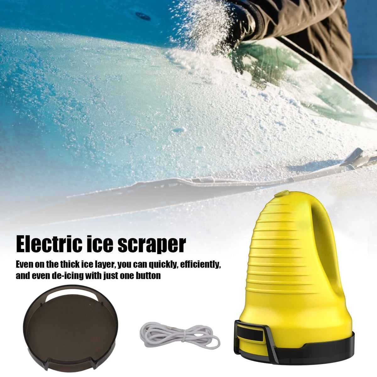 Electric Windshield Ice Scraper Rechargeable Cordless Rotating Disc