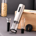 Electric Wine Opener Rechargeable 4-Piece Set with Foil Cutter & Vacuum Stopper