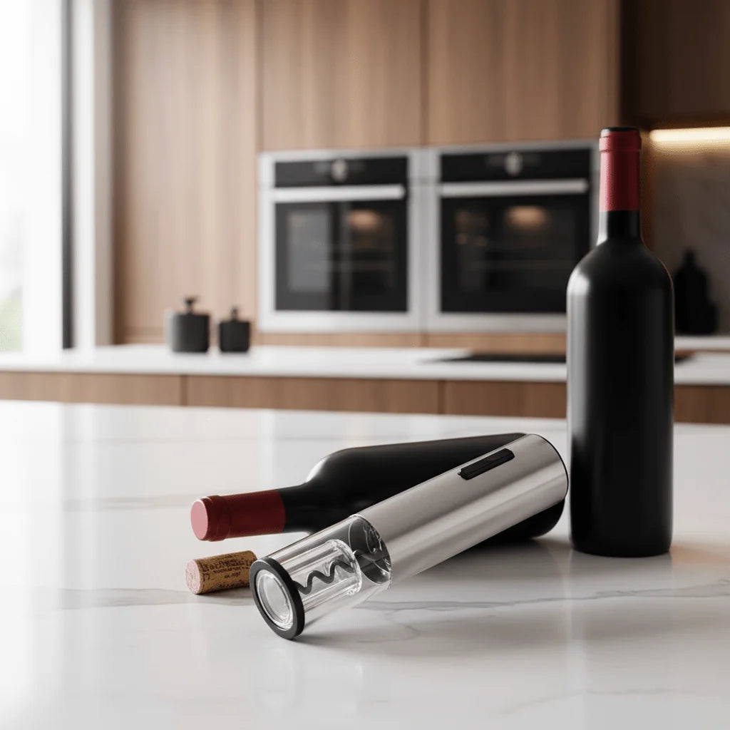 Electric Wine Opener Rechargeable 4-Piece Set with Foil Cutter & Vacuum Stopper