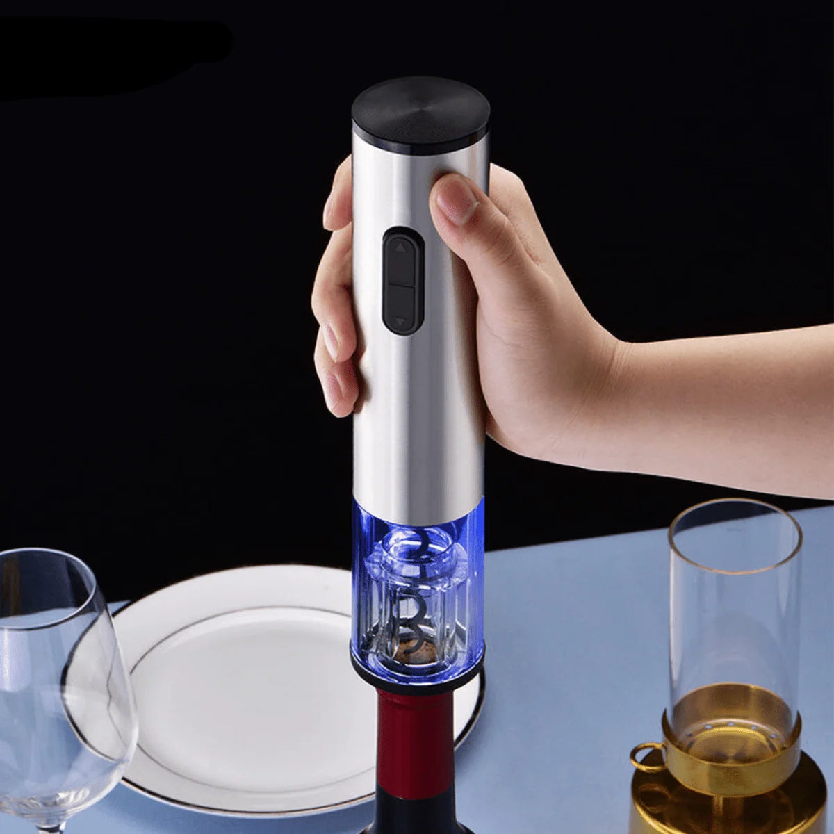 Electric Wine Opener Rechargeable 4-Piece Set with Foil Cutter & Vacuum Stopper