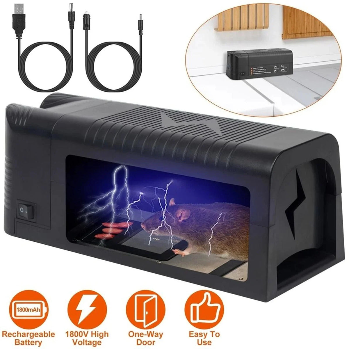 Electronic Rat Trap USB Rechargeable Hands-Free Disposal