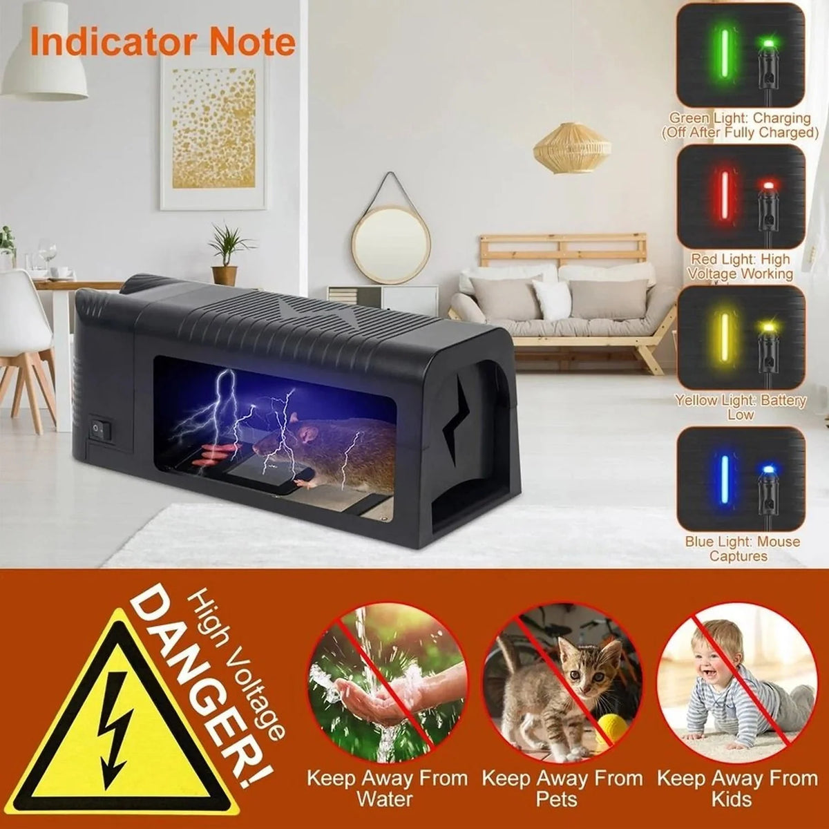 Electronic Rat Trap USB Rechargeable Hands-Free Disposal