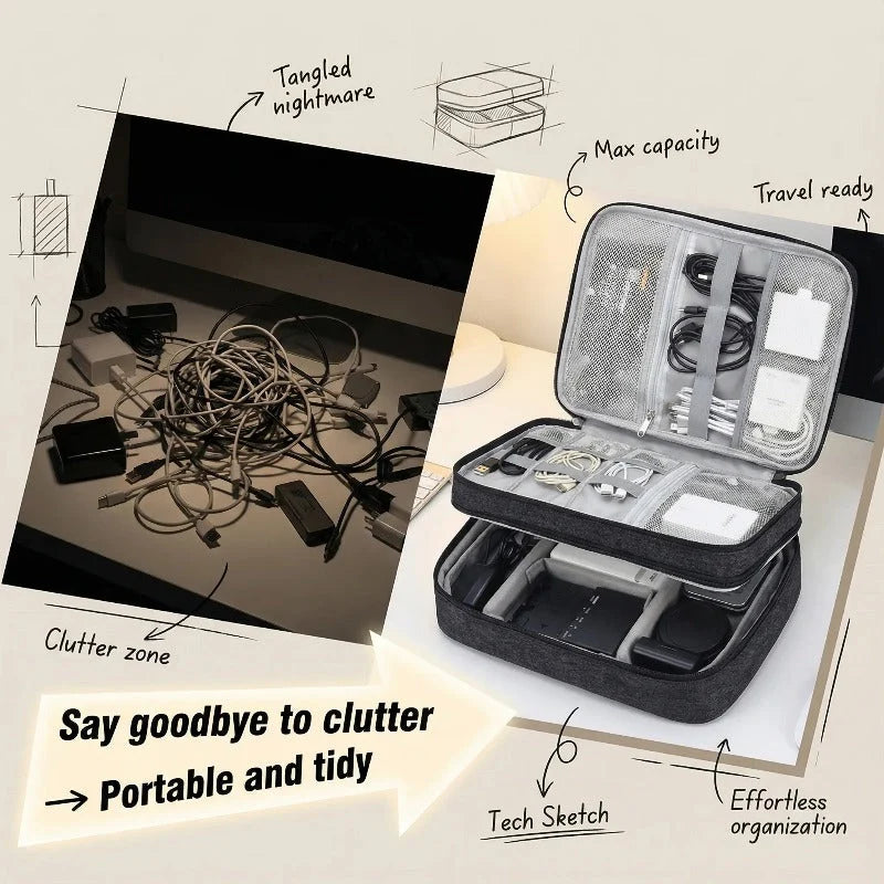 Electronics Organizer 3-Layer Water-Resistant Mesh Pockets