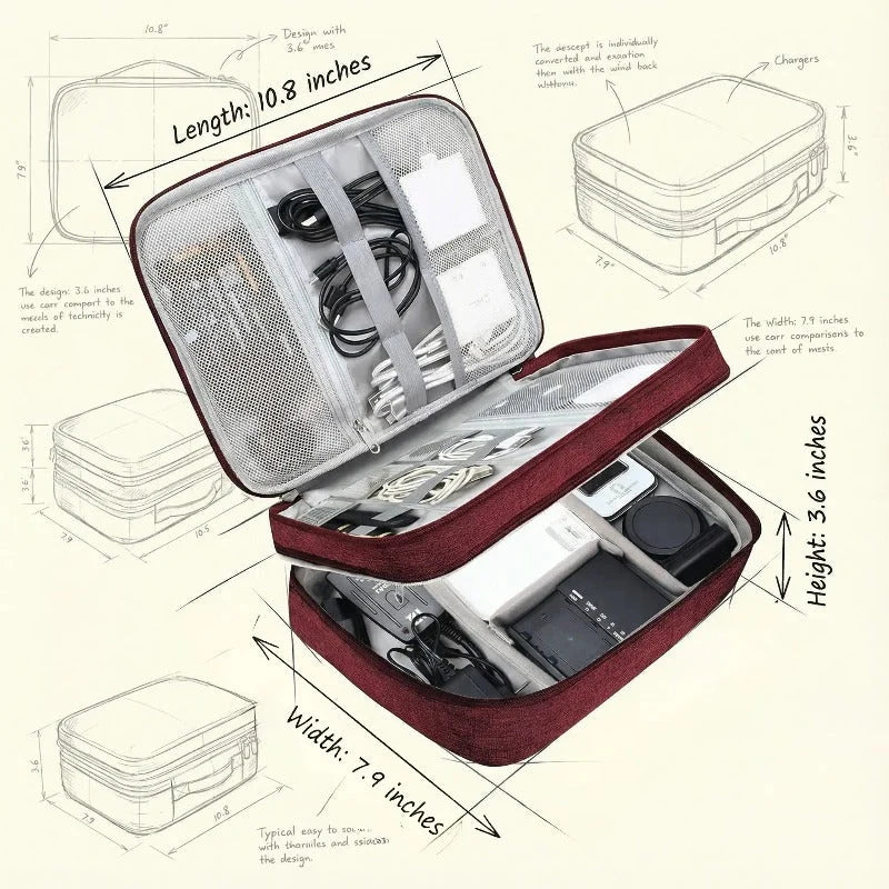 Electronics Organizer 3-Layer Water-Resistant Mesh Pockets
