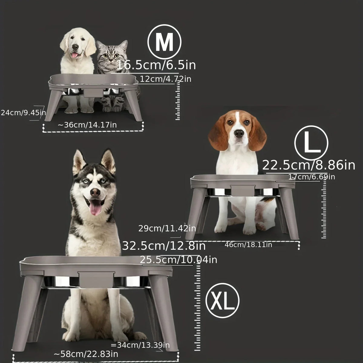 Elevated Dog Bowl Adjustable Height Dual-Bowl Design