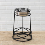 Elevated Dog Bowl Stand Wrought Iron Stainless Steel Bowl