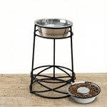 Elevated Dog Bowl Stand Wrought Iron Stainless Steel Bowl