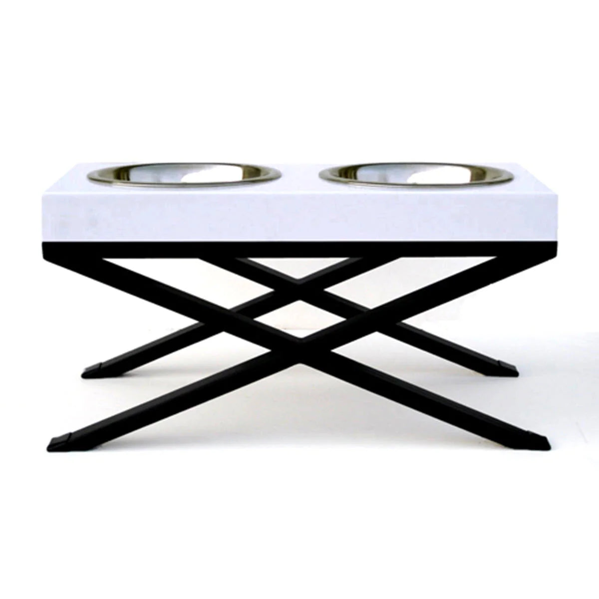 Elevated Dog Feeder Hardwood Top & Stainless Bowls
