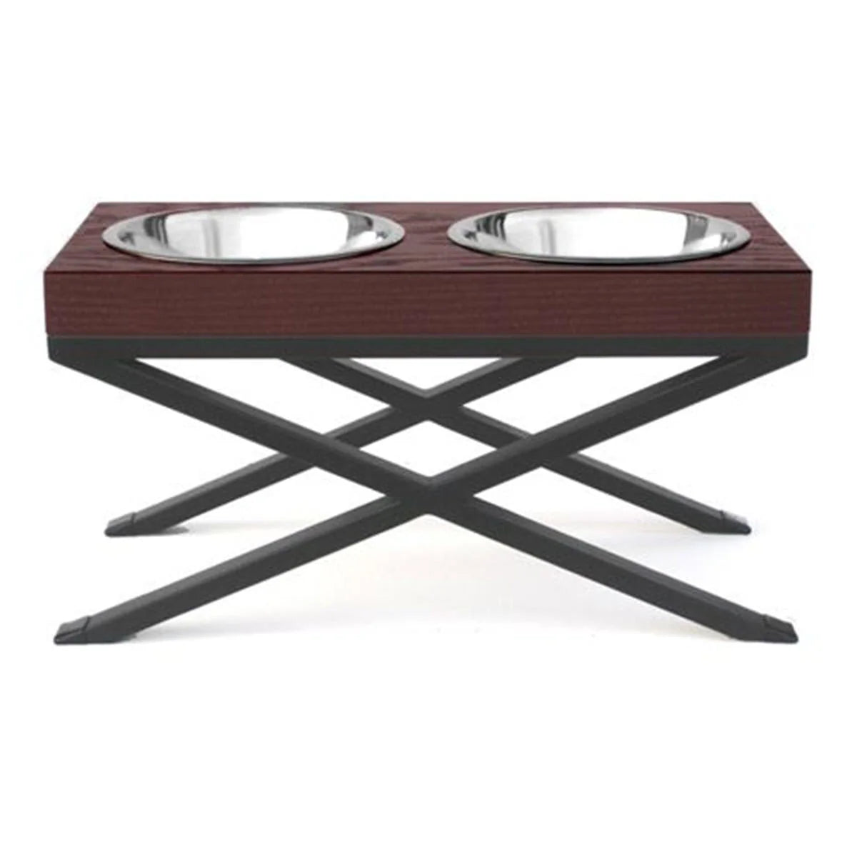 Elevated Dog Feeder Hardwood Top & Stainless Bowls