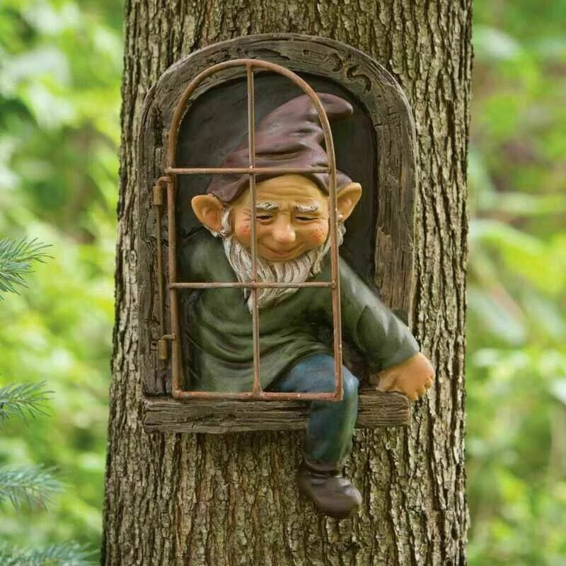 Elf Garden Statue Resin Tree Window Decor