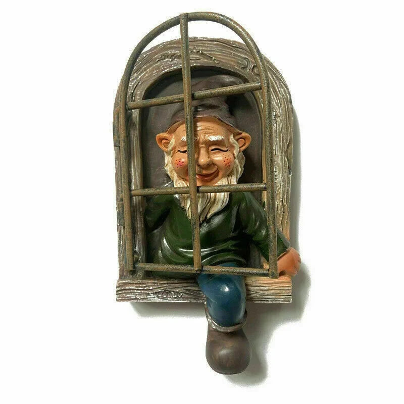 Elf Garden Statue Resin Tree Window Decor