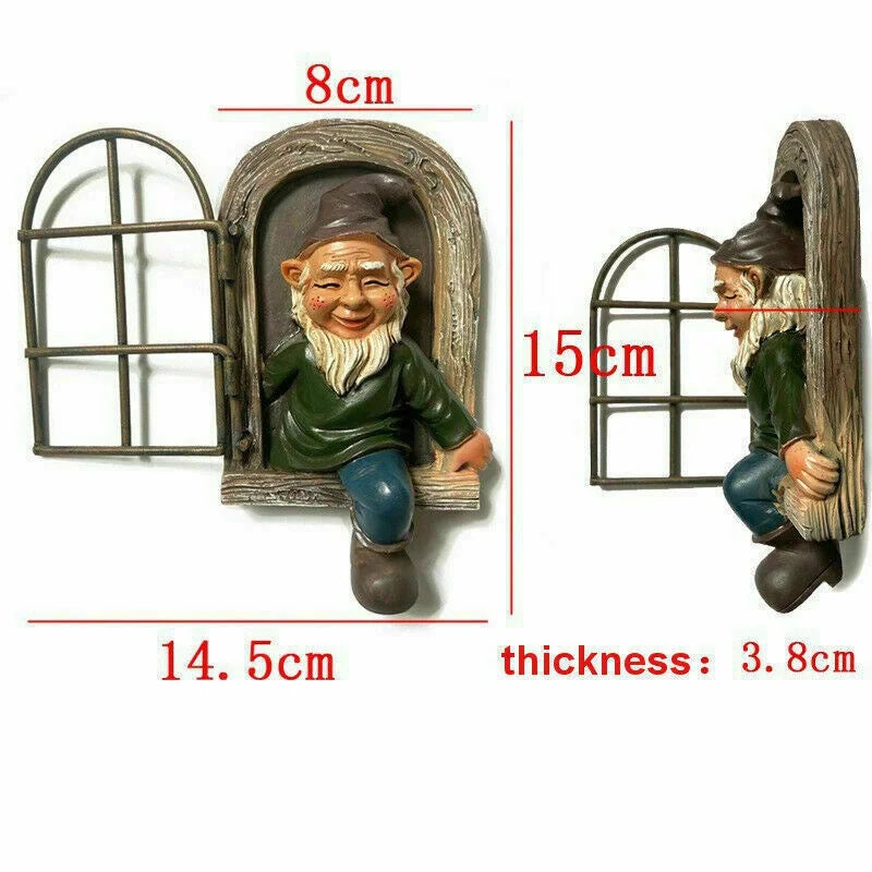 Elf Garden Statue Resin Tree Window Decor