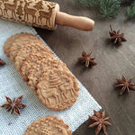 Embossed Rolling Pin Solid Maple Holiday Patterns 7.5-Inch Pattern Area