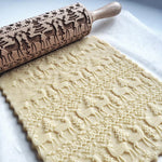 Embossed Rolling Pin Solid Maple Holiday Patterns 7.5-Inch Pattern Area