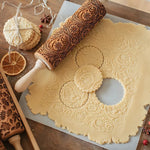 Embossed Rolling Pin Solid Maple Holiday Patterns 7.5-Inch Pattern Area