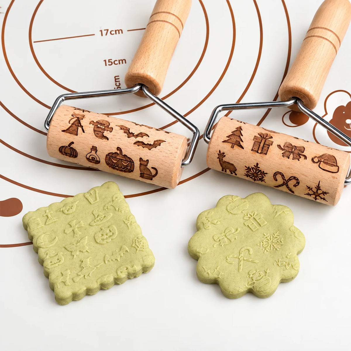 Embossing Rolling Pin Wooden Engraved Holiday Patterns