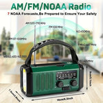 Emergency Radio AM FM NOAA Solar Hand Crank 10,000mAh Battery