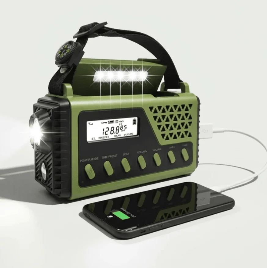 Emergency Radio Hand Crank & Solar Charging 10,000mAh Power Bank