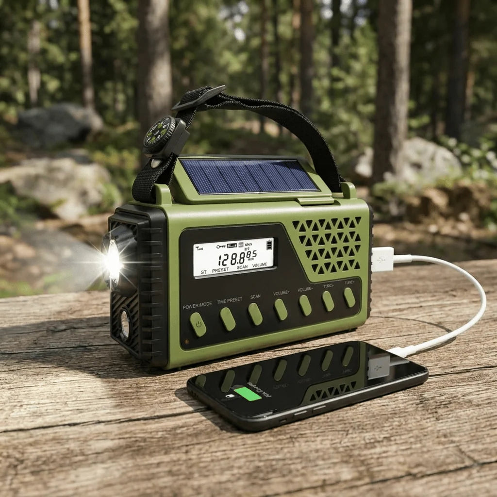 Emergency Radio Hand Crank & Solar Charging 10,000mAh Power Bank