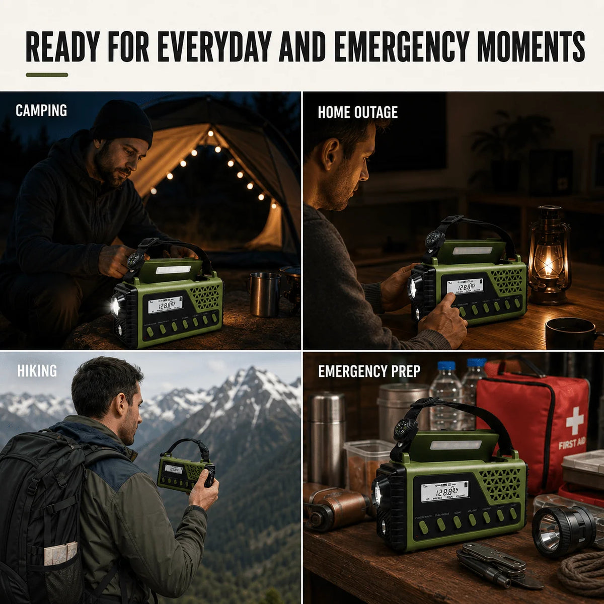 Emergency Radio Hand Crank & Solar Charging 10,000mAh Power Bank