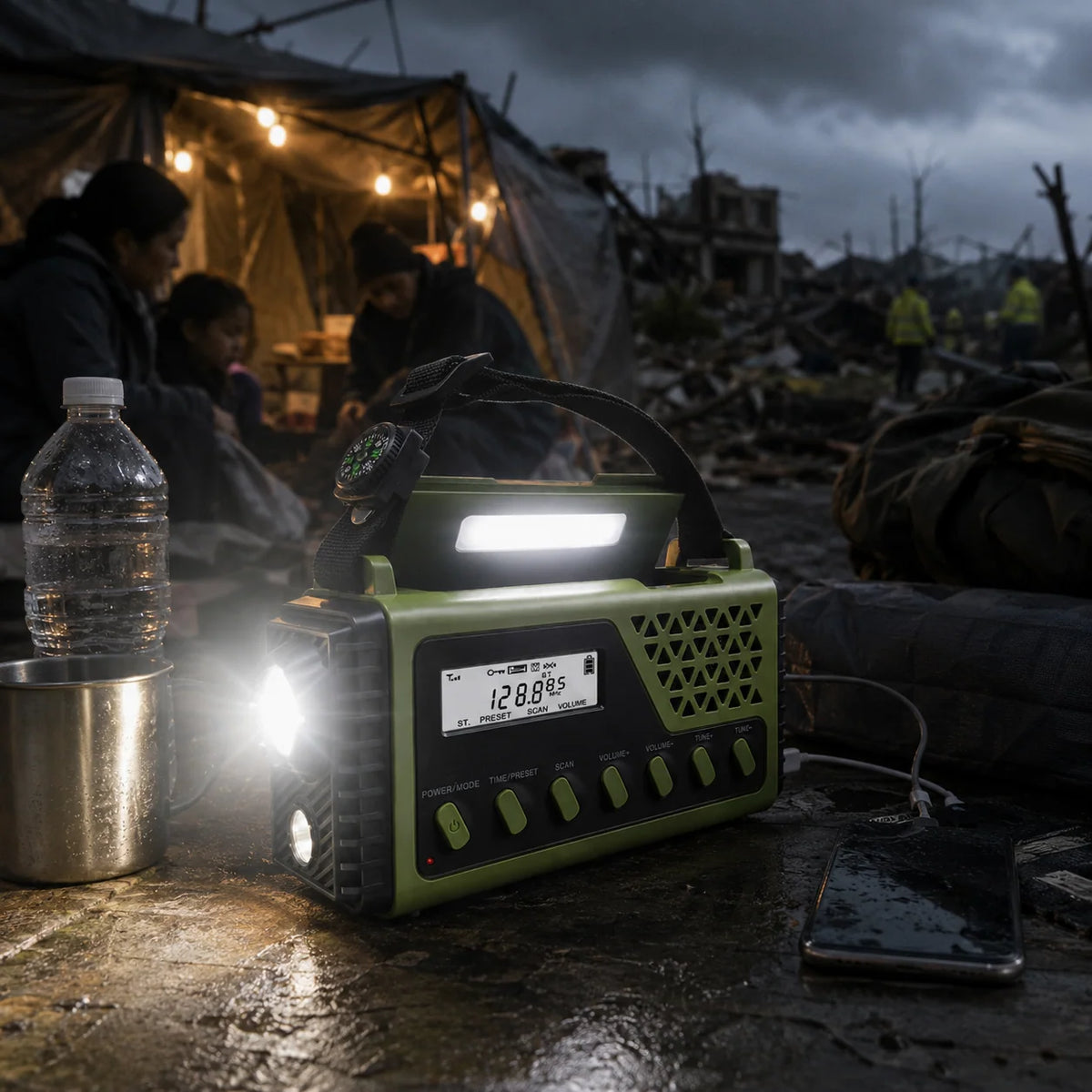Emergency Radio Hand Crank & Solar Charging 10000mAh Battery Bluetooth Speaker