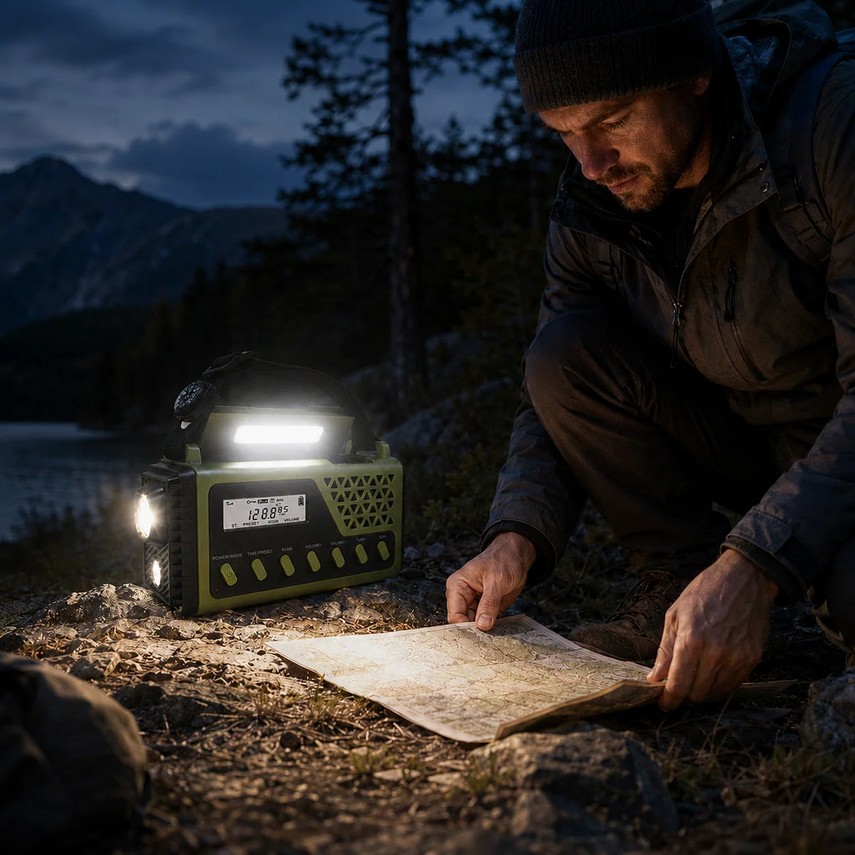 Emergency Radio Hand Crank & Solar Charging 10000mAh Battery Bluetooth Speaker