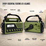 Emergency Radio Hand Crank & Solar Charging 10000mAh Battery Bluetooth Speaker