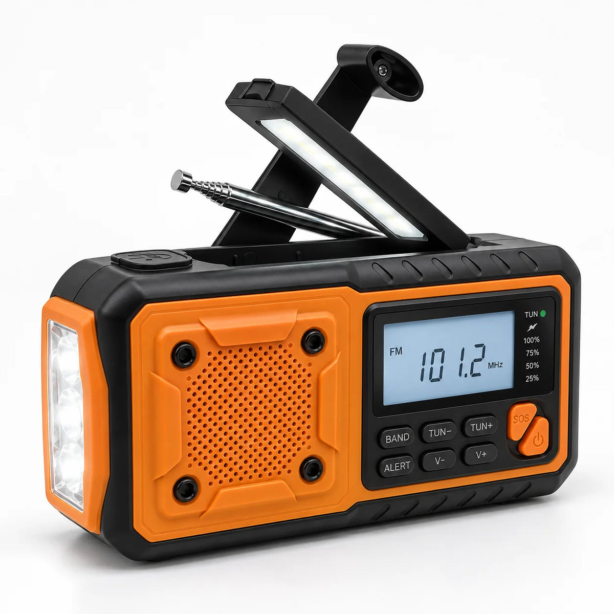 Emergency Radio Hand Crank & Solar Charging Built-In Flashlight