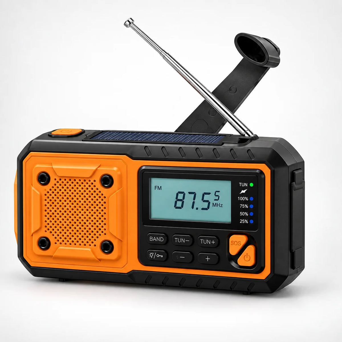 Emergency Radio Hand Crank & Solar Charging Built-In Flashlight
