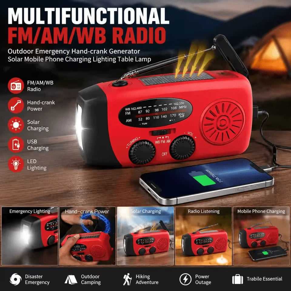 Emergency Radio Power Bank Solar & Hand Crank