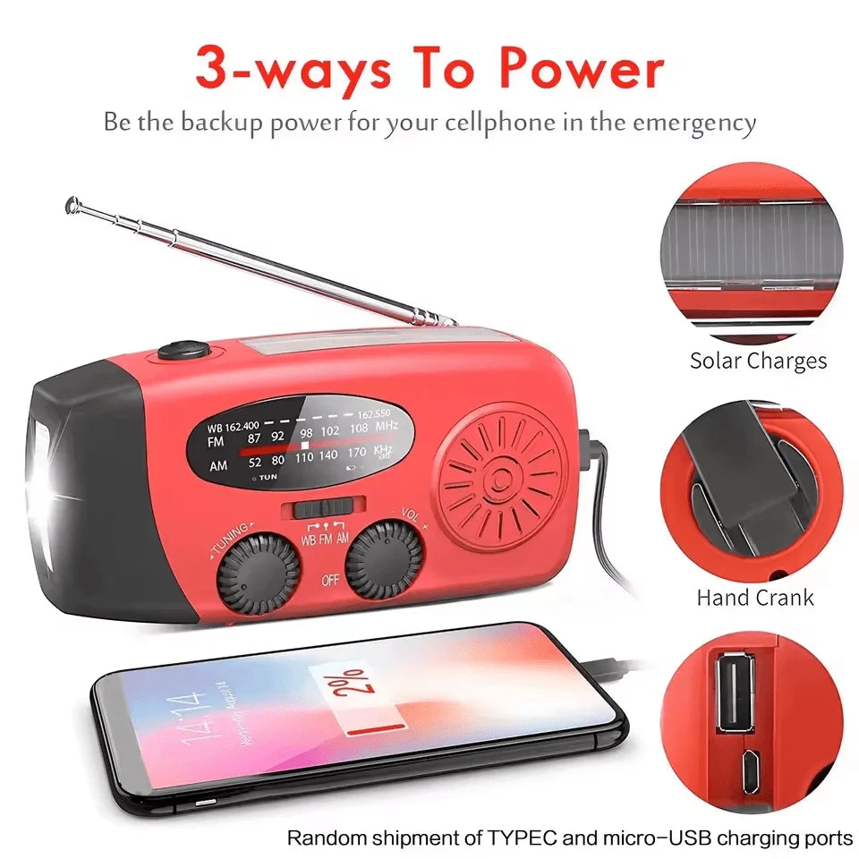 Emergency Radio Power Bank Solar & Hand Crank