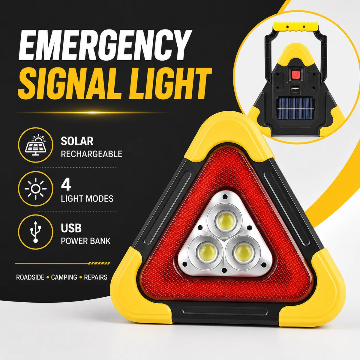 Emergency Signal Light Solar Powered USB Power Bank
