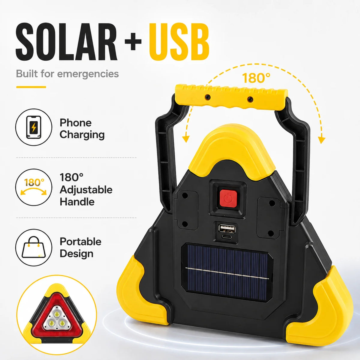Emergency Signal Light Solar Powered USB Power Bank
