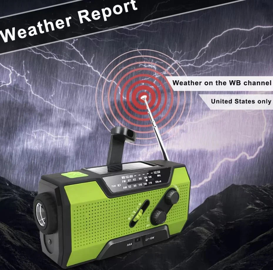 Emergency Weather Radio Hand Crank & Solar 4000mAh