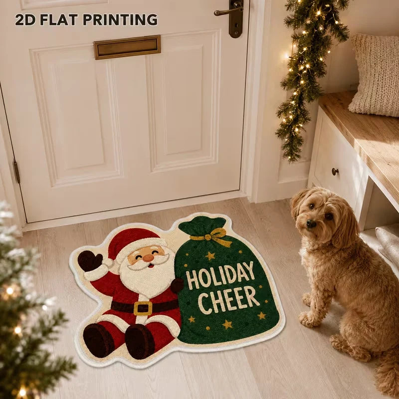 Entrance Mat Santa-Shaped Non-Slip Easy Clean