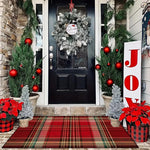 Entry Mat Festive Plaid Non-Slip Weather-Resistant
