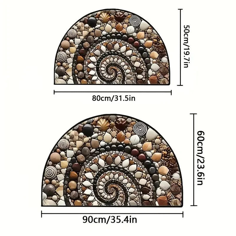 Entryway Mat Semicircular Seashell Design Non-Slip Surface
